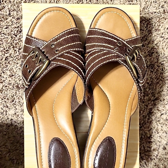 Fossil Maxine brown leather wedge sandals - Picture 7 of 7